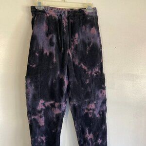 Purple Black Tie-Dye Corduroy Jogger Pants XS 100% Cotton (Teddy Fresh)